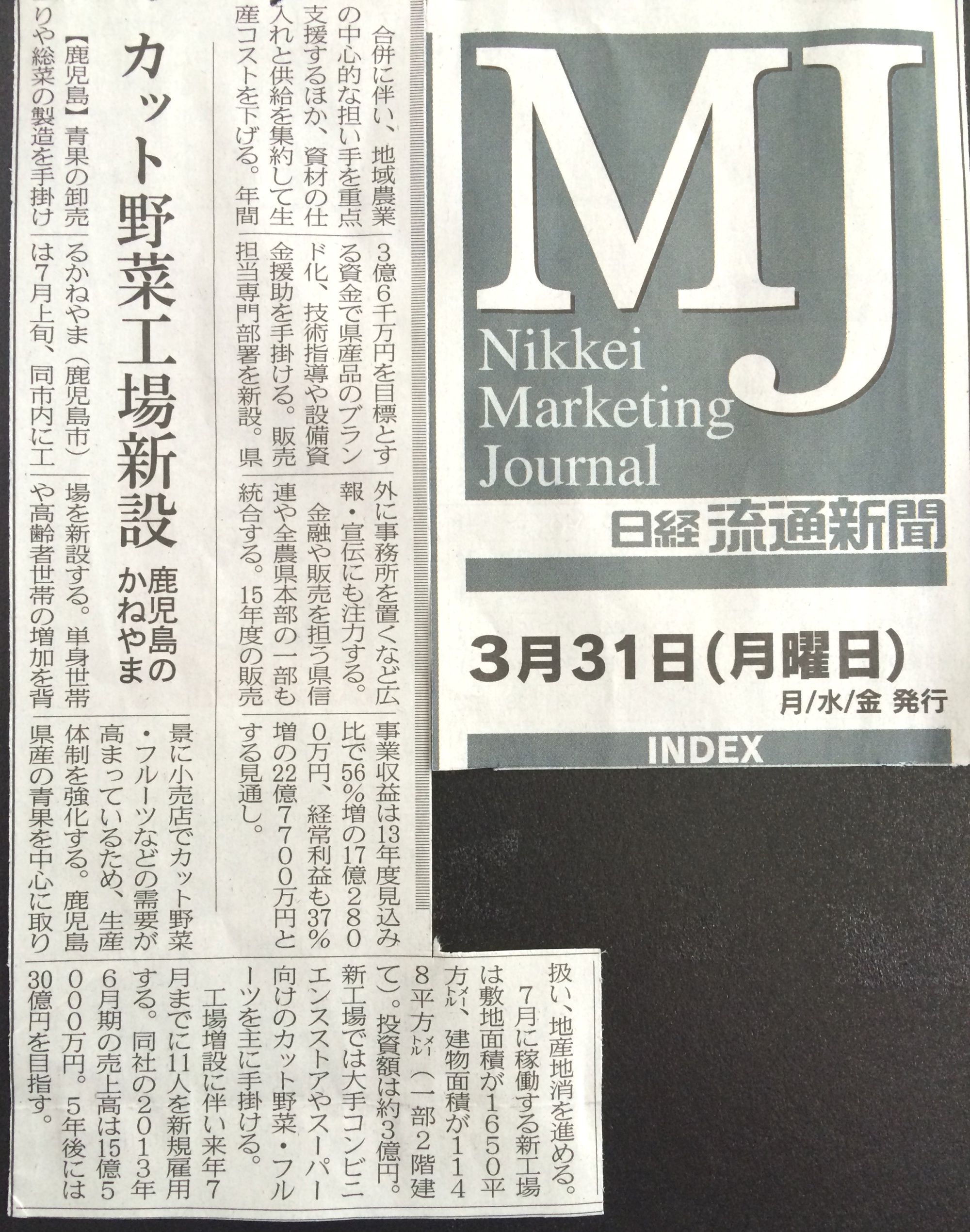2014年3月31日　日経流通新聞